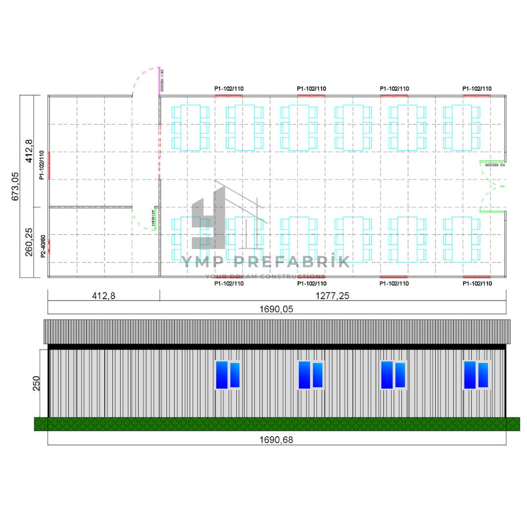 YMP PREFABRİK-ŞANTİYE BİNALARI-YEMEKHANE BİNASI